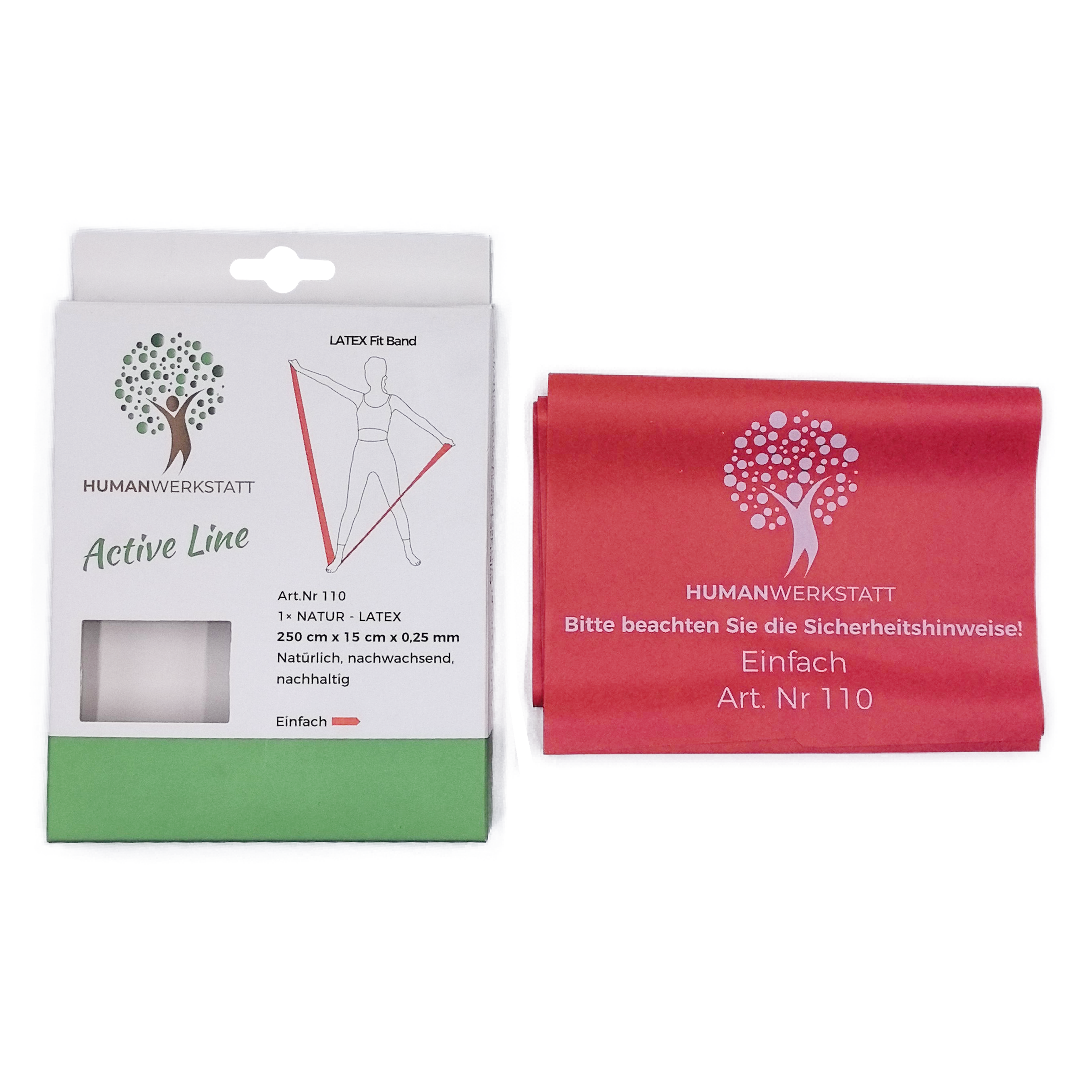 LATEX FITNESSBAND – LEICHT (ROT) • 215×15 cm | Premium-Latex • HUMANWERKSTATT