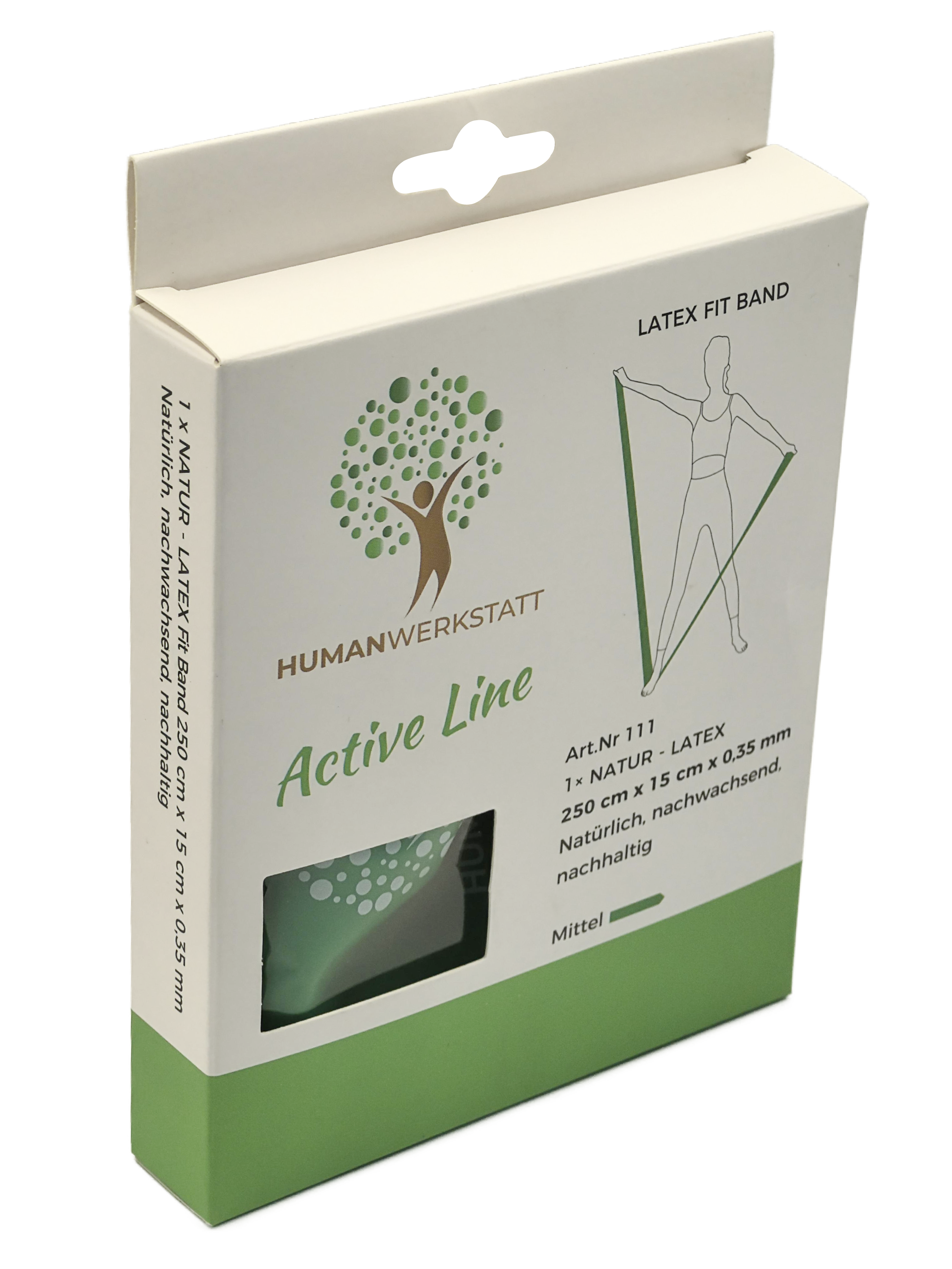 LATEX FITNESSBAND – MITTEL (GRÜN) • 215×15 cm | Premium-Latex • HUMANWERKSTATT