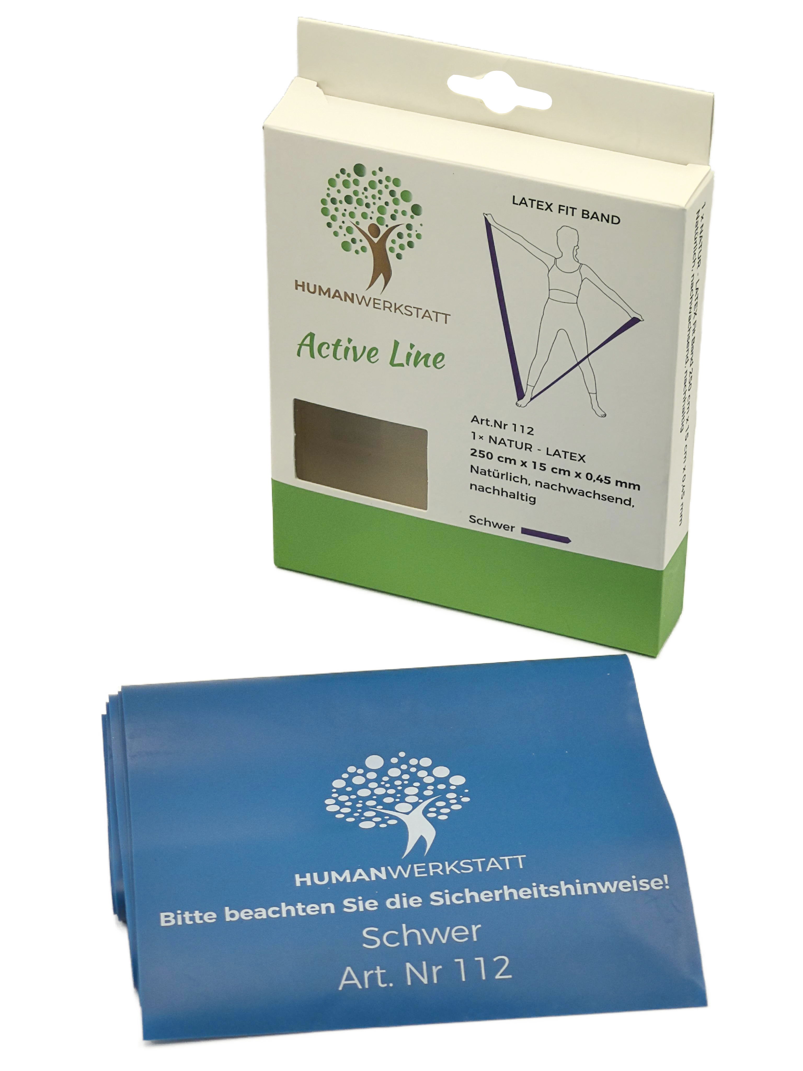 LATEX FITNESSBAND – STARK (BLAU) • 215×15 cm | Premium-Latex • HUMANWERKSTATT