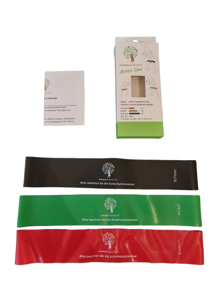 LATEX LOOP BAND – 3ER-SET • 60 cm • Leicht/Mittel/Stark | Premium-Latex | HUMANWERKSTATT