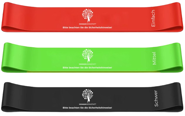 LATEX LOOP BAND – 3ER-SET • 60 cm • Leicht/Mittel/Stark | Premium-Latex | HUMANWERKSTATT