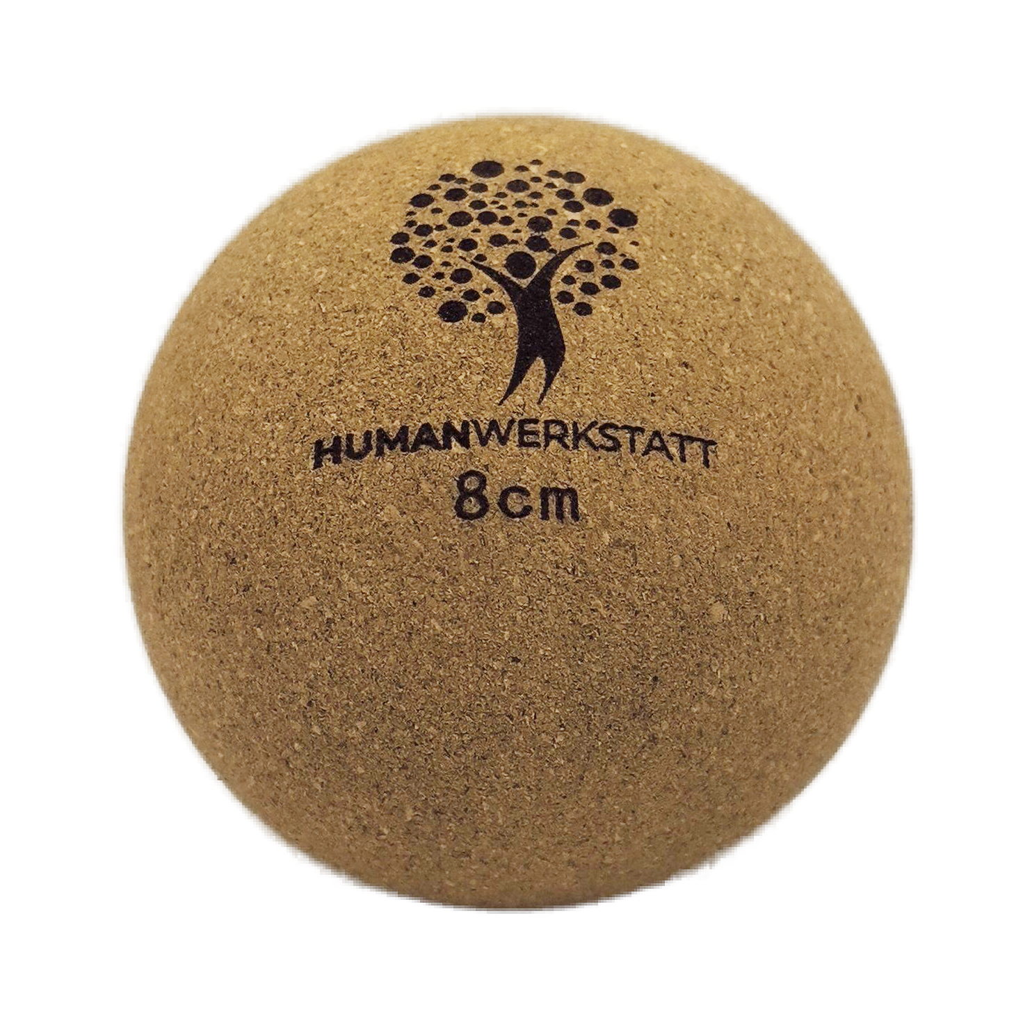 REGENERATIONSBALL – Kork Ball Ø 8 cm | FSC Naturkork • Regeneration &amp; Massage • inkl. Stofftasche | HUMANWERKSTATT
