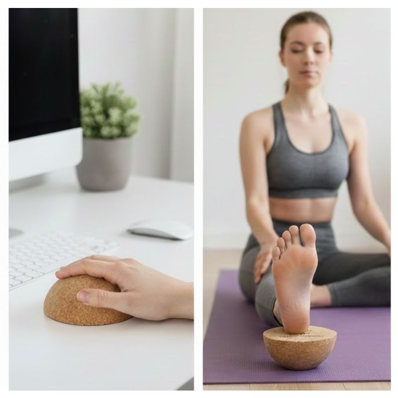 BALANCE HALBKUGEL GROSS – Ø12,5 cm | FSC Naturkork • Gleichgewicht &amp; Mobilität • inkl. Stofftasche | HUMANWERKSTATT