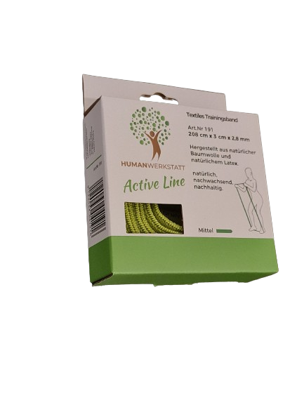 HUMANWERKSTATT MOBILITÄTS- & ENERGIEBAND – MITTEL (GRÜN) • 208 cm | Latexkern • Extra Grip