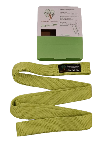 HUMANWERKSTATT MOBILITÄTS- & ENERGIEBAND – MITTEL (GRÜN) • 208 cm | Latexkern • Extra Grip