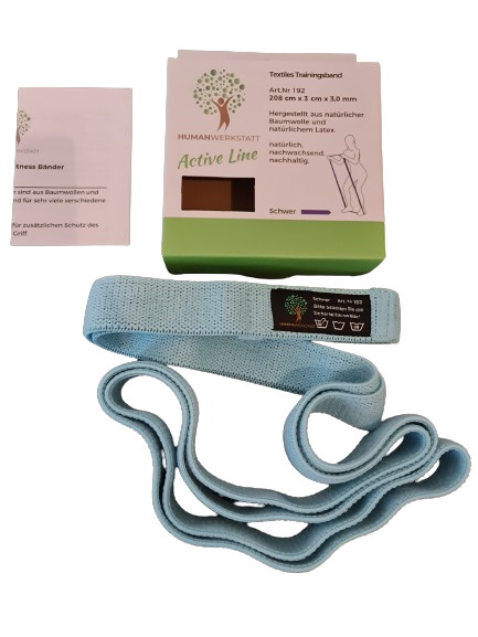 HUMANWERKSTATT MOBILITÄTS und ENERGIEBAND – STARK (BLAU) • 208 cm | Latexkern • Extra Grip