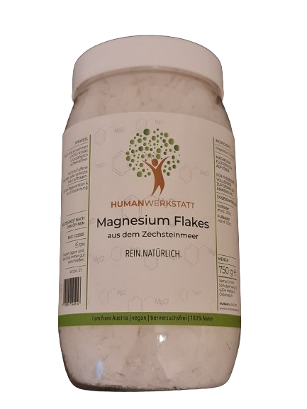 Magnesium Flocken 750 g –KRISTAL  Zechstein, Fußbad, Vollbad & Basenbad | HUMANWERKSTATT