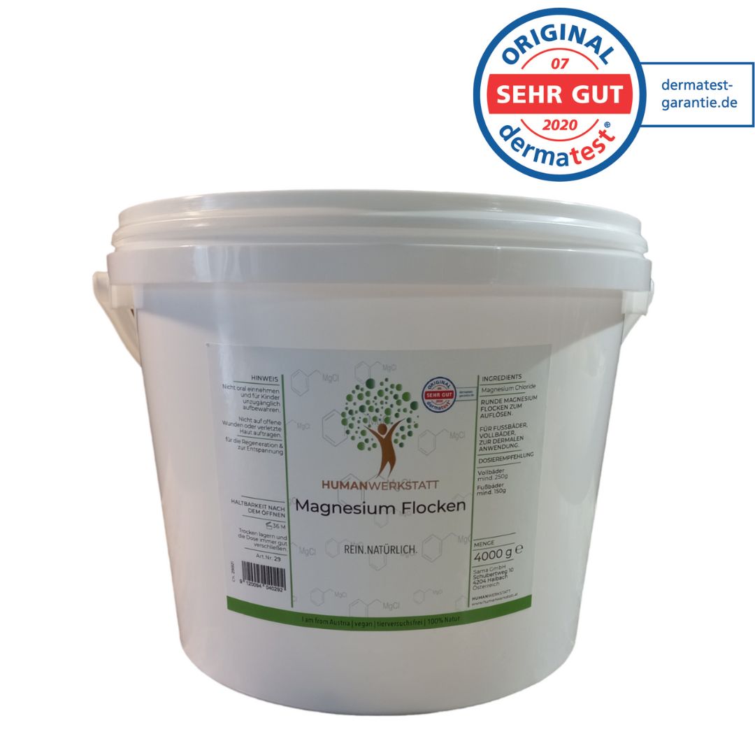 Magnesium Flocken 4000 g – Zechstein, Fuß-, Voll- & Basenbad | HUMANWERKSTATT