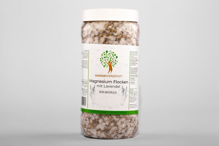 Magnesium Flocken 750 g mit Lavendelblüten – Zechstein, Entspannung & Schlaf | HUMANWERKSTATT