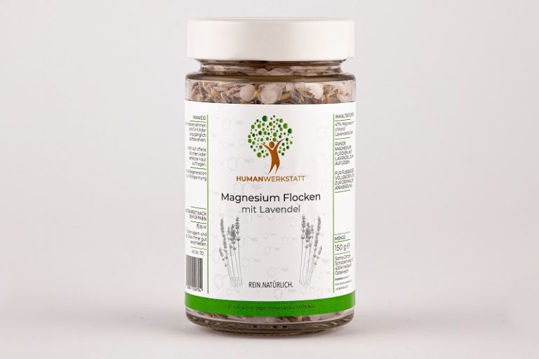 Magnesium Flocken 150 g mit Lavendelblüten – Entspannung & Schlaf | HUMANWERKSTATT