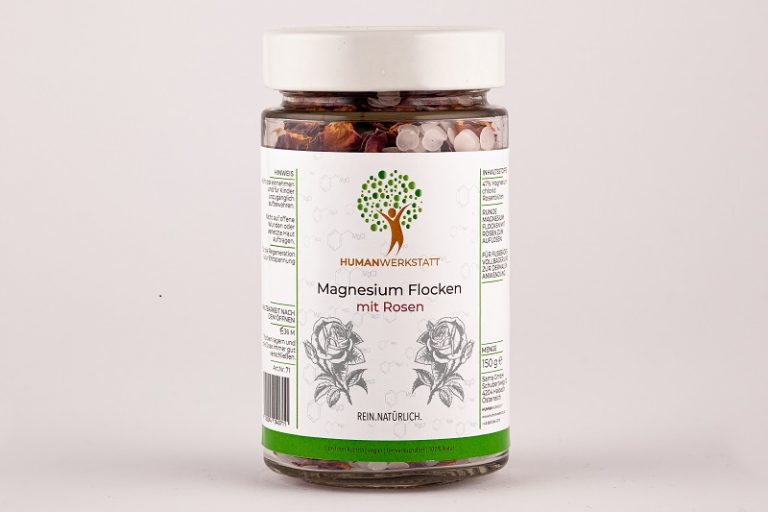 Magnesium Flocken 150 g mit Rosenblüten – Sinnliche Entspannung & besondere Momente | HUMANWERKSTATT